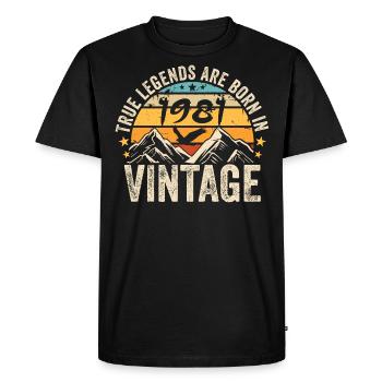 Vintage 1981 Vintage 1981 Birthday Gift - Men's Premium Organic T-Shirt - black - Front - Nico (187cm)