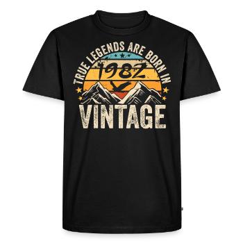 Vintage 1982 Vintage 1982 Birthday Gift - Men's Premium Organic T-Shirt - black - Front - Nico (187cm)