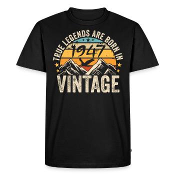Millésime 1947 Vintage 1947 Cadeau D'anniversaire - T-shirt Premium bio Homme - noir - Devant - Nico (187cm)