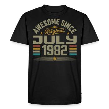 Construit en Juillet 1982 | Cadeau Juillet 1982 - T-shirt Premium bio Homme - noir - Devant - Nico (187cm)