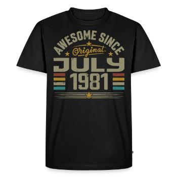 Construit en Juillet 1981 | Cadeau Juillet 1981 - T-shirt Premium bio Homme - noir - Devant - Nico (187cm)