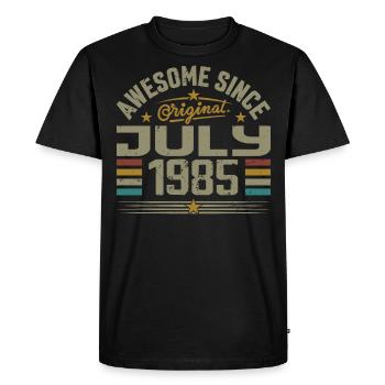 Built in July 1985 | Gift July 1985 - Men's Premium Organic T-Shirt - black - Front - Nico (187cm)