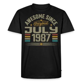 Construit en Juillet 1987 | Cadeau Juillet 1987 - T-shirt Premium bio Homme - noir - Devant - Nico (187cm)