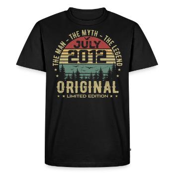 Cadeau Anniversaire Juillet 2012 Nées en Juillet - T-shirt Premium bio Homme - noir - Devant - Nico (187cm)