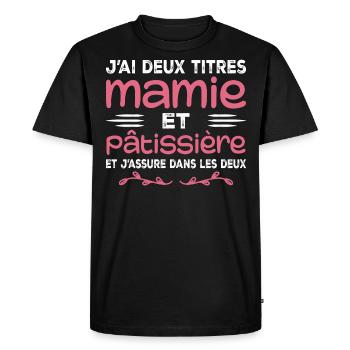 Granny and Pastry Chef | Grandma | Pastry - Men's Premium Organic T-Shirt - black - Front - Nico (187cm)
