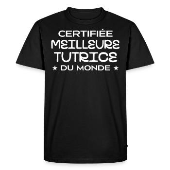 Certifiée Meilleure Tutrice du Monde - T-shirt Premium bio Homme - noir - Devant - Nico (187cm)