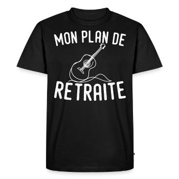 Mon Plan de Retraite la Guitare - Cadeau Guitare - T-shirt Premium bio Homme - noir - Devant - Nico (187cm)