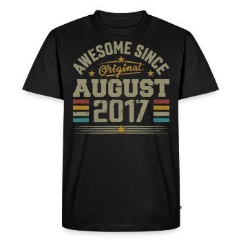 Août 2017 Anniversaire Août 2017 August 2017 Rétro - T-shirt Premium bio Homme - noir - Devant - Nico (187cm)