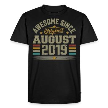 Août 2019 Anniversaire Août 2019 August 2019 Rétro - T-shirt Premium bio Homme - noir - Devant - Nico (187cm)