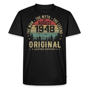 Legend Since August 1948 Birthday Gift 1948 - Men's Premium Organic T-Shirt - black - Front - Nico (187cm)