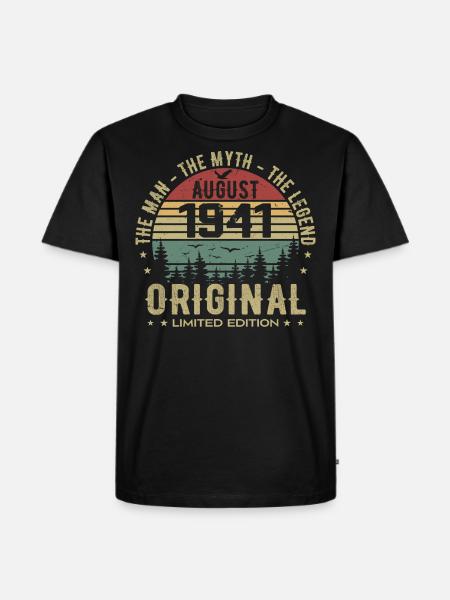 Legend Since August 1941 Birthday Gift 1941 - Men's Premium Organic T-Shirt - black