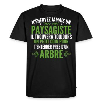 Paysagiste et Jardinier Cadeau Humour - T-shirt Premium bio Homme - noir - Devant - Nico (187cm)