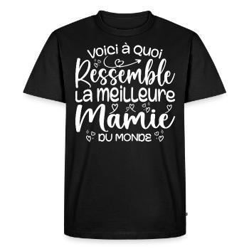 Cadeau Meilleure Mamie du Monde Cadeau Super Mamie - T-shirt Premium bio Homme - noir - Devant - Nico (187cm)