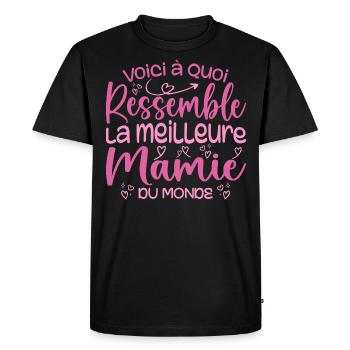 Cadeau Meilleure Mamie du Monde Cadeau Super Mamie - T-shirt Premium bio Homme - noir - Devant - Nico (187cm)