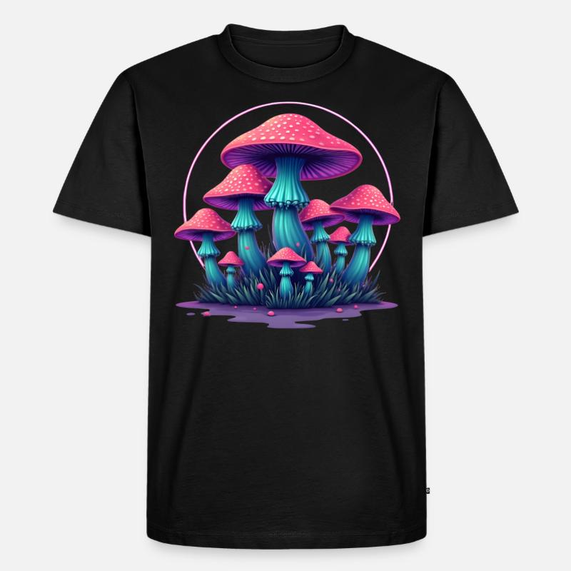 Psychedelische Pilze - Männer Premium Bio T-Shirt - Schwarz