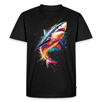 requin pop art couleur colorée - T-shirt Premium bio Homme - noir - Devant - Nico (187cm)
