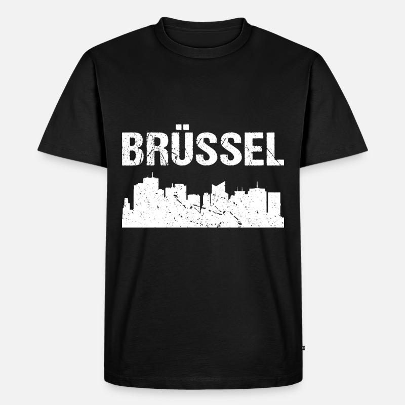 Brüssel Skyline - Männer Premium Bio T-Shirt - Schwarz