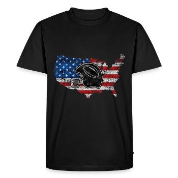 American Football Drapeau Casque Vintage Rugby Ball - T-shirt Premium bio Homme - noir - Devant - Nico (187cm)