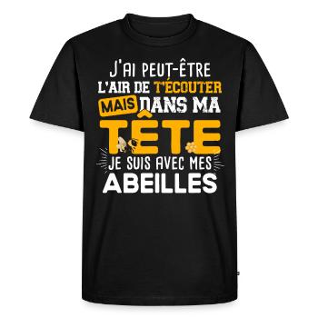 Abeilles Apiculture Apiculteur Abeille Miel Humour - T-shirt Premium bio Homme - noir - Devant - Nico (187cm)