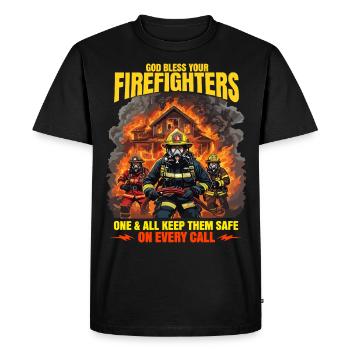 Que Dieu bénisse les pompiers Conception héroïque - T-shirt Premium bio Homme - noir - Devant - Nico (187cm)