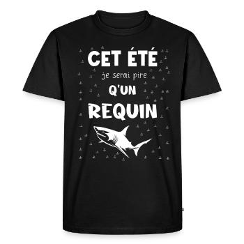 cet été je serai pire qu'un requin - T-shirt Premium bio Homme - noir - Devant - Nico (187cm)
