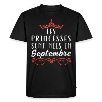 Les Princesse Sont Nées En Septembre Anniversaire - T-shirt Premium bio Homme - noir - Devant - Nico (187cm)