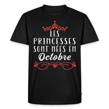 Les Princesse Sont Nées En Octobre Anniversaire - T-shirt Premium bio Homme - noir - Devant - Nico (187cm)
