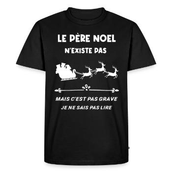 Le Père Noël n’existe pas - T-shirt Premium bio Homme - noir - Devant - Nico (187cm)