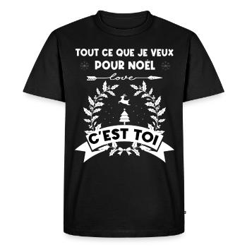 Tout ce que je veux pour Noël c'est toi - T-shirt Premium bio Homme - noir - Devant - Nico (187cm)