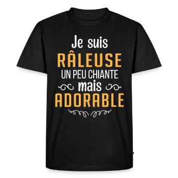 Je suis râleuse un peu chiante mais adorable - T-shirt Premium bio Homme - noir - Devant - Nico (187cm)