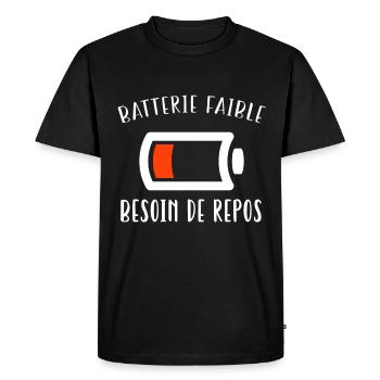 Batterie faible - T-shirt Premium bio Homme - noir - Devant - Nico (187cm)