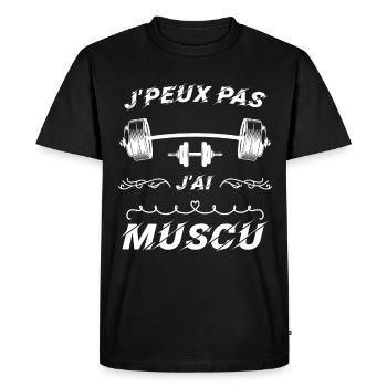 J peux pas j ai muscu - T-shirt Premium bio Homme - noir - Devant - Nico (187cm)