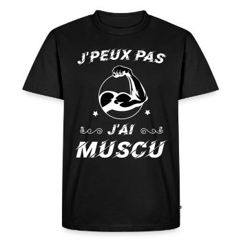 J peux pas j ai muscu - T-shirt Premium bio Homme - noir - Devant - Nico (187cm)
