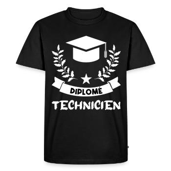 diplômé technicien. - T-shirt Premium bio Homme - noir - Devant - Nico (187cm)