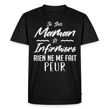 Je suis maman et infirmière - T-shirt Premium bio Homme - noir - Devant - Nico (187cm)