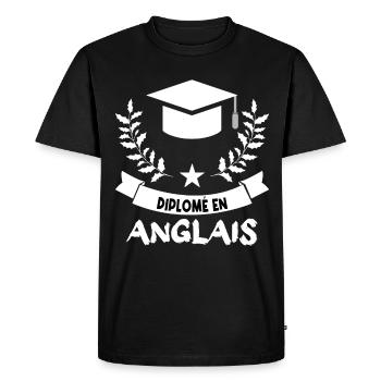 diplômé en anglais. - T-shirt Premium bio Homme - noir - Devant - Nico (187cm)