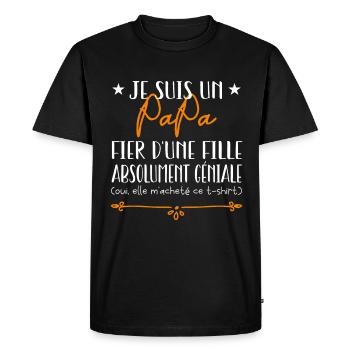 Je suis un papa fier d'une fille - T-shirt Premium bio Homme - noir - Devant - Nico (187cm)