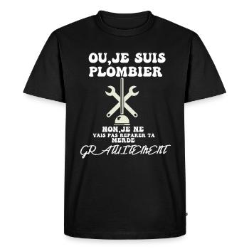 oui je suis plombier - T-shirt Premium bio Homme - noir - Devant - Nico (187cm)