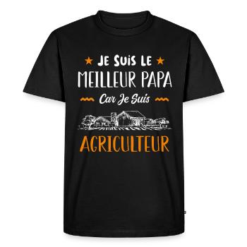 je suis le meilleur papa car je suis agriculteur. - T-shirt Premium bio Homme - noir - Devant - Nico (187cm)