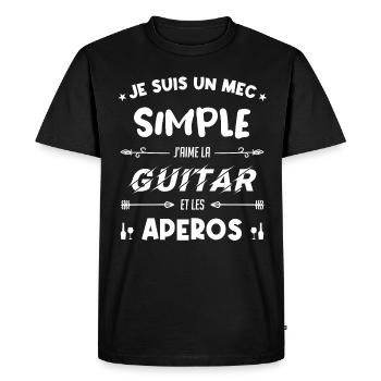 je suis un mec simple Guitariste Cadeau - T-shirt Premium bio Homme - noir - Devant - Nico (187cm)
