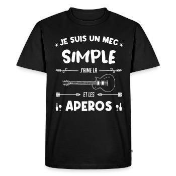 je suis un mec simple Guitariste Cadeau - T-shirt Premium bio Homme - noir - Devant - Nico (187cm)
