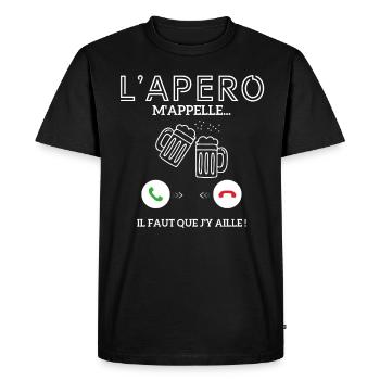 T shirt apéro l' apéro il faut que j'y aille! - T-shirt Premium bio Homme - noir - Devant - Nico (187cm)
