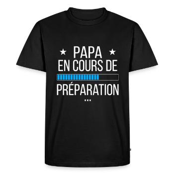 Papa en cours de préparation - T-shirt Premium bio Homme - noir - Devant - Nico (187cm)