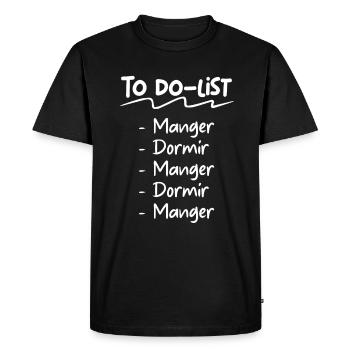 to do list manger dormir - T-shirt Premium bio Homme - noir - Devant - Nico (187cm)