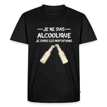 je ne suis pas alcoolique je subis les invitations - T-shirt Premium bio Homme - noir - Devant - Nico (187cm)