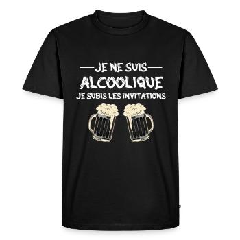 je ne suis pas alcoolique je subis les invitations - T-shirt Premium bio Homme - noir - Devant - Nico (187cm)