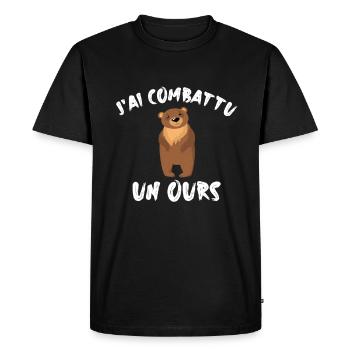 Je combattais un ours - T-shirt Premium bio Homme - noir - Devant - Nico (187cm)