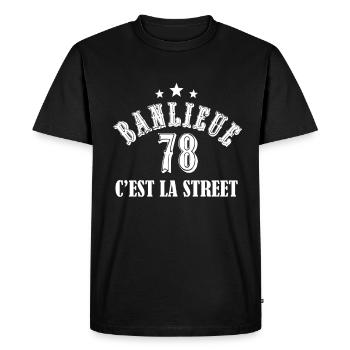banlieue 78 c'est la street - T-shirt Premium bio Homme - noir - Devant - Nico (187cm)