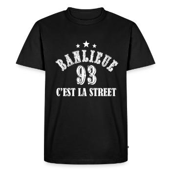 banlieue 93 c'est la street - T-shirt Premium bio Homme - noir - Devant - Nico (187cm)