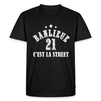 banlieue 21 c'est la street - T-shirt Premium bio Homme - noir - Devant - Nico (187cm)